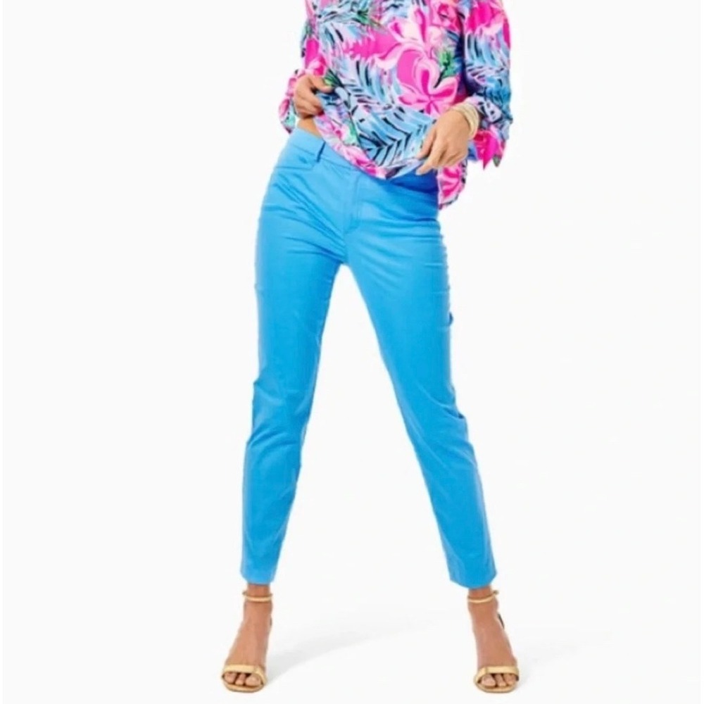 Lilly Pulitzer Kelly Stretch Pants Zanzibar Blue Women's Size 6 NWT Cotton Blend